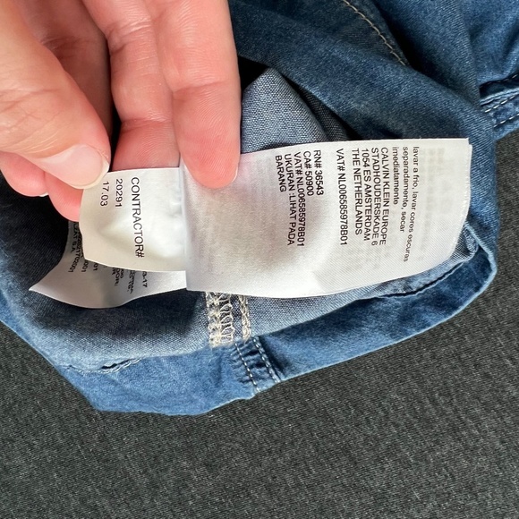 Calvin Klein Jeans Short Sleeve Chambray Zip Mini Dress Size Large - Picture 11 of 14